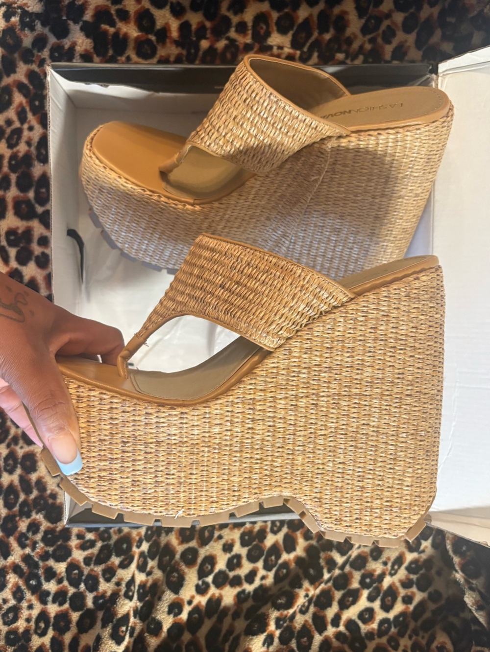 Fashion Nova Chase The Sun Platform Tan Wedges Brand New